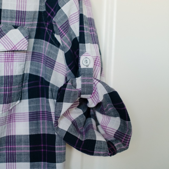 Eddie Bauer Women's Purple and Blue Plaid Long Sleeve Button Down Shirt … - Picture 9 of 12